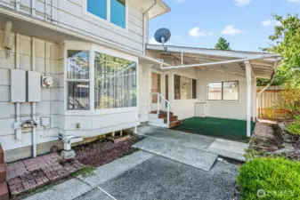 Covered patio just outside the sunroom