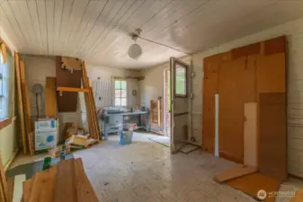 Inside of the large out building.