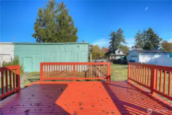 This is the view when you exit the french doors in the dining space.