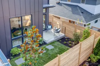 Private deck and back yard.