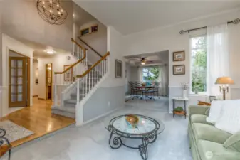 Great floor plan with easy connection from entry to office, living room, dining room, stairs