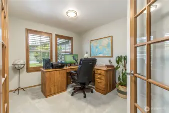 Main floor office with French doors
