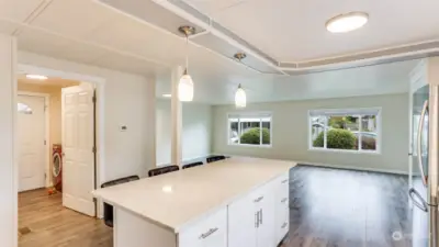 View from kitchen to living room/dinning area