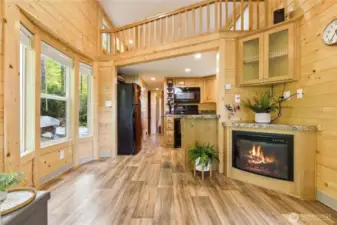 dining area with bow window