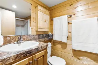 bathroom has storage