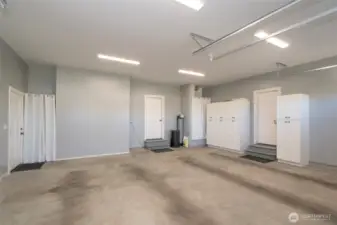 Garage with built-in shelves