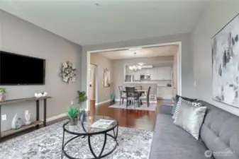 Flowing floor plan with open and updated living, dining and kitchen.