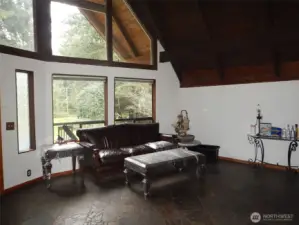 Living room with slate floor