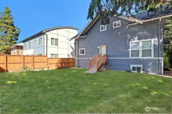 Residents love large level 40 x 50 backyard.