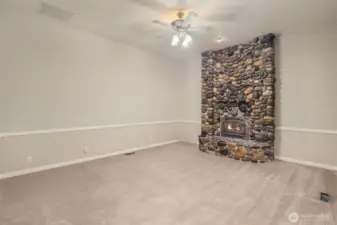 Gas river Rock fireplace.