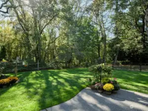 Vinyl fencing around backyard.  Fenced for your pet.