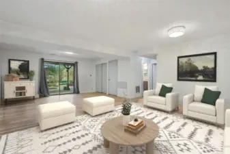 Lower level living room-(virtually staged).