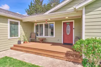 Welcoming west-facing front porch