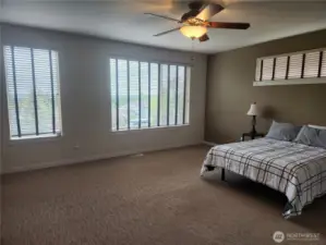 Another view of the primary with large windows that let in plenty of light.