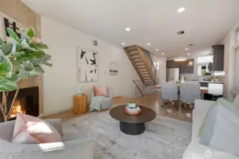 Modern design open style and floating staircase up to your primary suite.