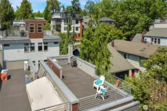 440 Square Foot rooftop deck with 360 degree views.  Partially open rail and solid wall.  Gas hookup for your BBQ and lots of added space to your home to enjoy the stunning views.