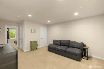 Centrally located on the second floor, the family room offers an ideal hangout space near the bedrooms and full bath