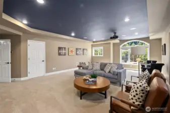 Screen, projector and surround sound speakers included.