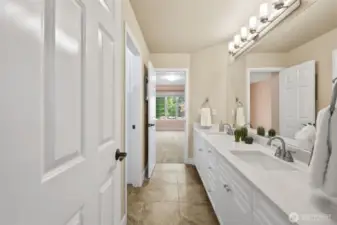 Jack and Jill bathroom between bedrooms 2 and 3.