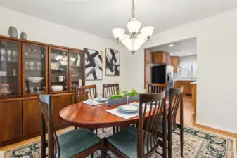 Just off the entry, a traditional dining space flows to the kitchen/great room space. Not just for dinner, use this space for your collections, an art room or classroom. Many options.