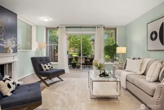 Spacious Living Room with Walkout to Outdoor Patio and Living Space