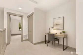 Seating/office nook virtually staged