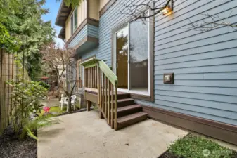 Mostly private back deck and patio