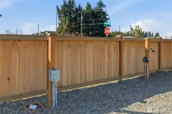 RV water & power hook ups installed on gravel pad