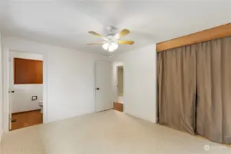 Primary Bedroom with Large Half Bath with space to add step-in Shower