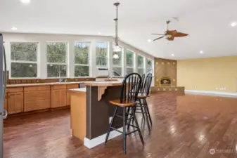 Open Concept Kitchen / Living Room with Island