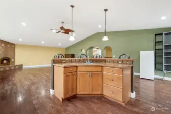 Open Concept Kitchen / Living Room with Island