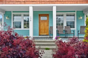 Covered front porch perfect for evening relaxing
