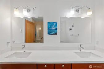 Lots of counterspace & cabinets in primary bath