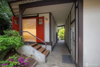 Covered Breezeway leads to this detached Studio with a 1/2 Bath