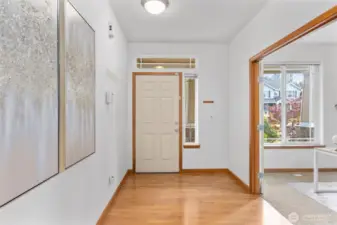 Entryway with hardwood floors