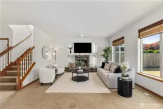 Living area with cozy gas fireplace
