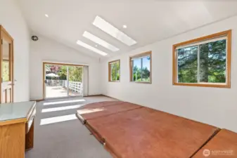 Spa room leads to rear deck.