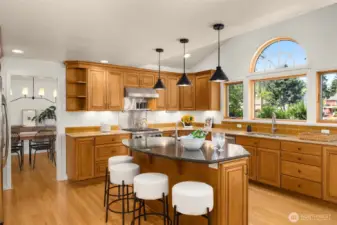 The heart of the home combines abundant natural light with generous space for hosting family and friends.