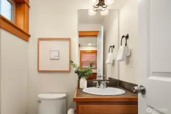 Second-floor powder room for added convenience.