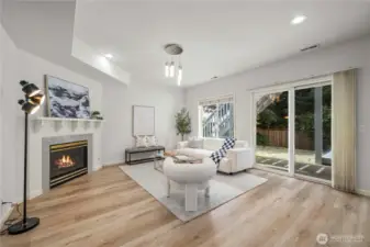 A spacious family room offers a comfortable gathering space for everyday living and entertaining.