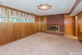 Expansive lower-level living space with flexible layout options.