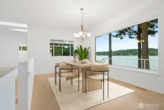 Large dining room area with views