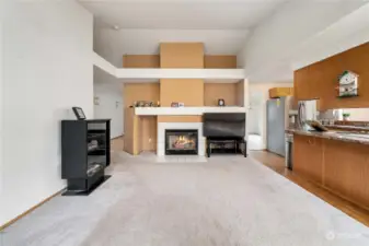 Bonus room has cozy gas fireplace and lots of built in storage.