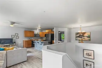 Up the stairs, walk into the open concept living spaces