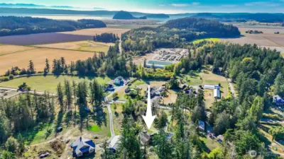 Aerial photo of property and beyond