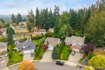 This home sits on a street that ends in a cul-de-sac