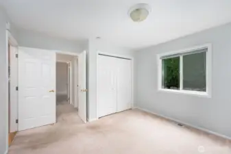 One of two bedrooms with a jack and jill bathroom
