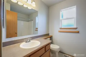 Full bath off main hallway on second floor...