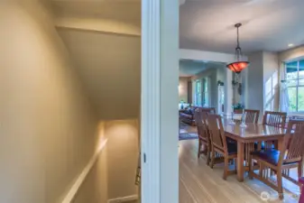A stairwell leads down to another bedroom and the access to the garage.