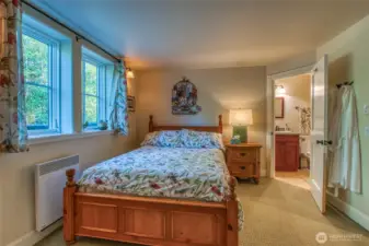 The lower level bedroom has an ensuite 3/4 bathroom for guests or just extra privacy.